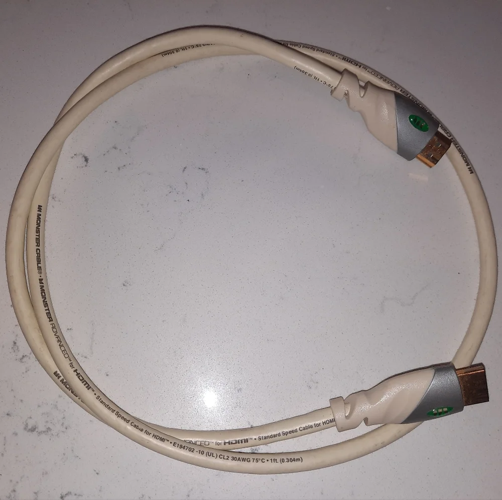 MONSTER ADVANCED white Computer cord standard speed cable for HDMI
